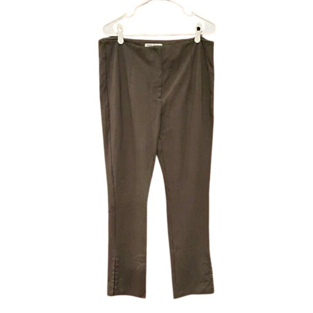 Zara Olive Green gray Stretch Ankle Pants Straight‎ Leg Career Casual Trousers